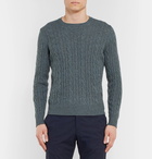 Loro Piana - Slim-Fit Cable-Knit Mélange Baby Cashmere Sweater - Men - Blue