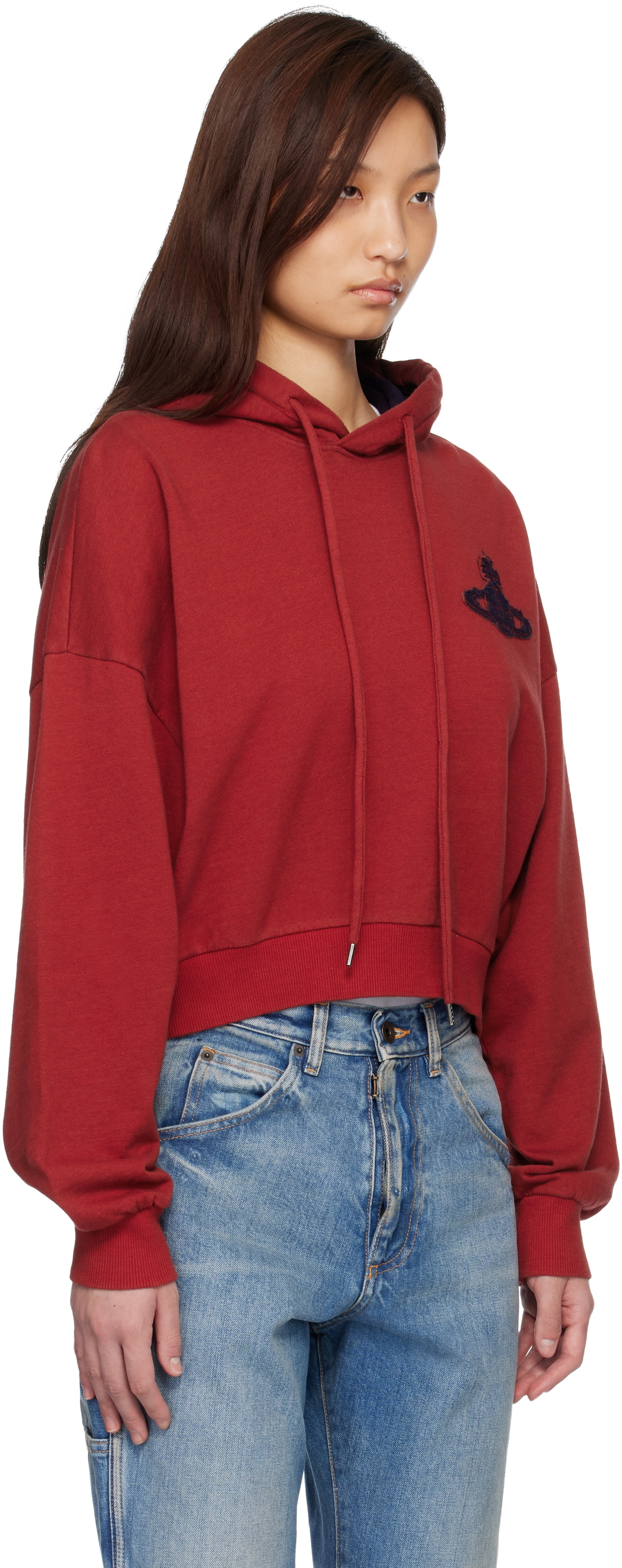 Vivienne Westwood Red Cropped Box Hoodie