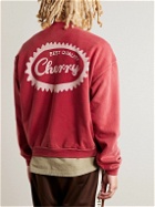 CHERRY LA - Logo-Embroidered Cotton-Jersey Sweatshirt - Red