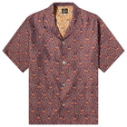 Needles Men's Jacquard Cabana Vacation Shirt in Navy/Yellow/Brown