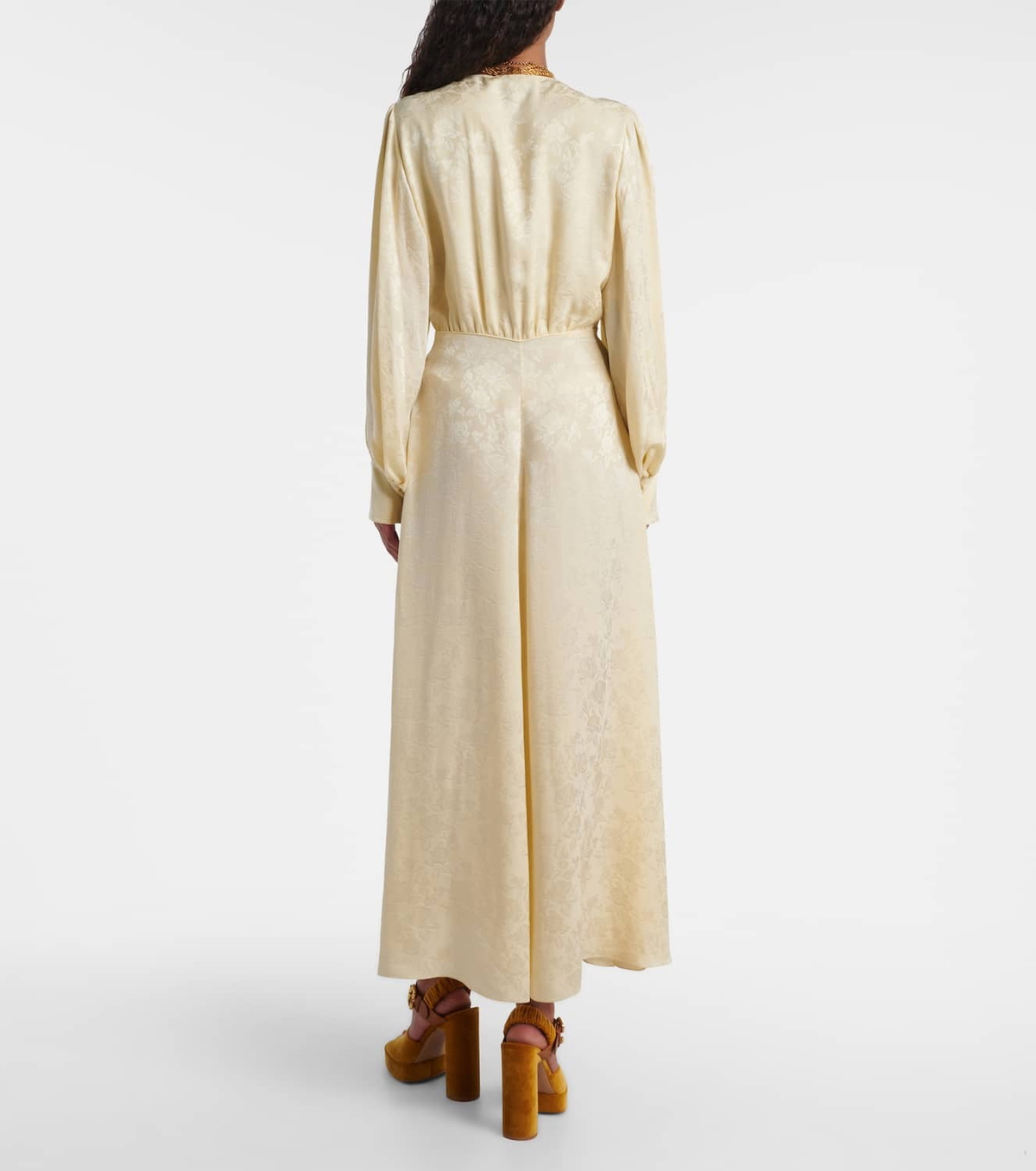 Chloé Gathered silk jacquard maxi dress