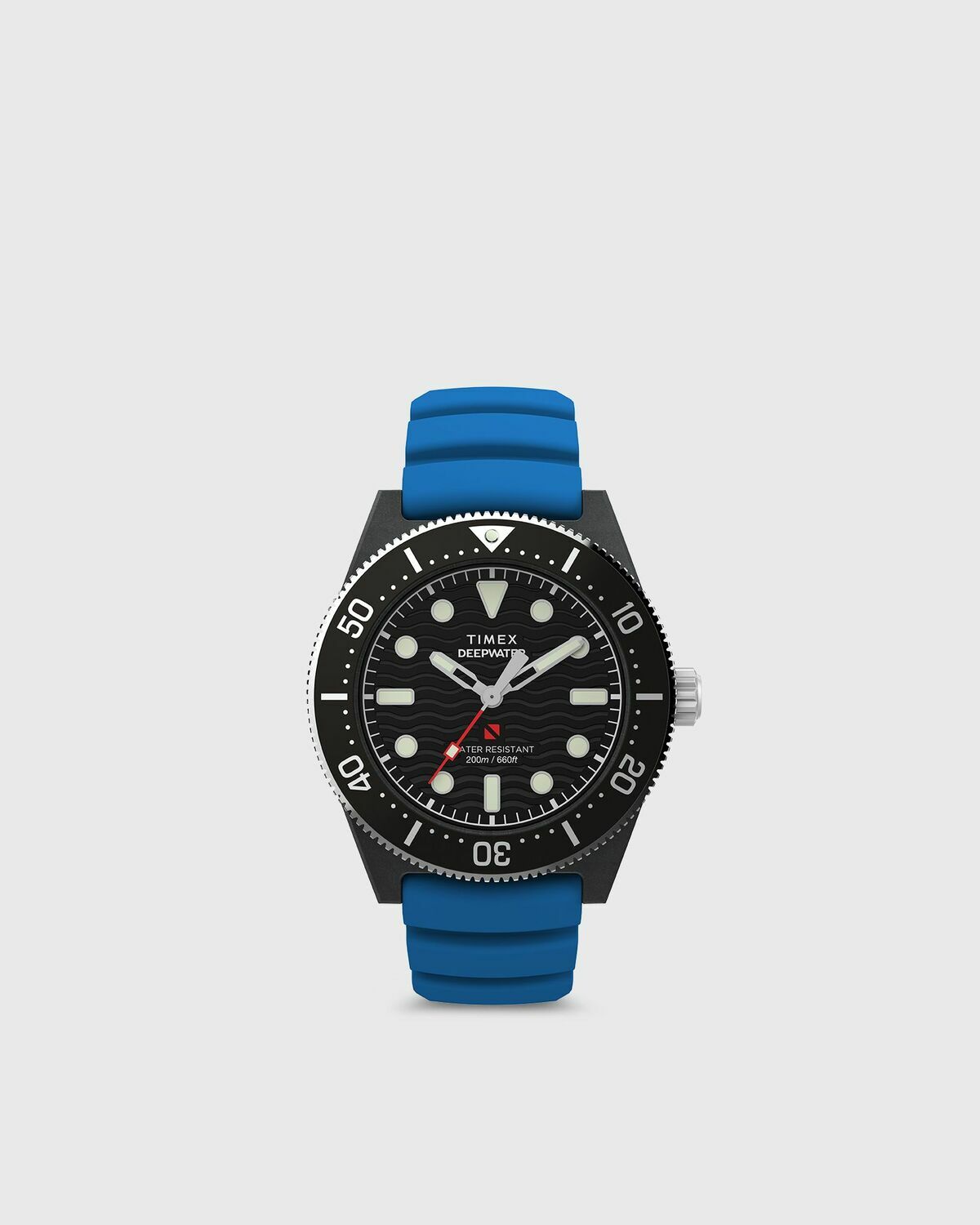 Timex Deep Water Reef 200 Composite Black Dial Blue Rubber Strap 43mm ...