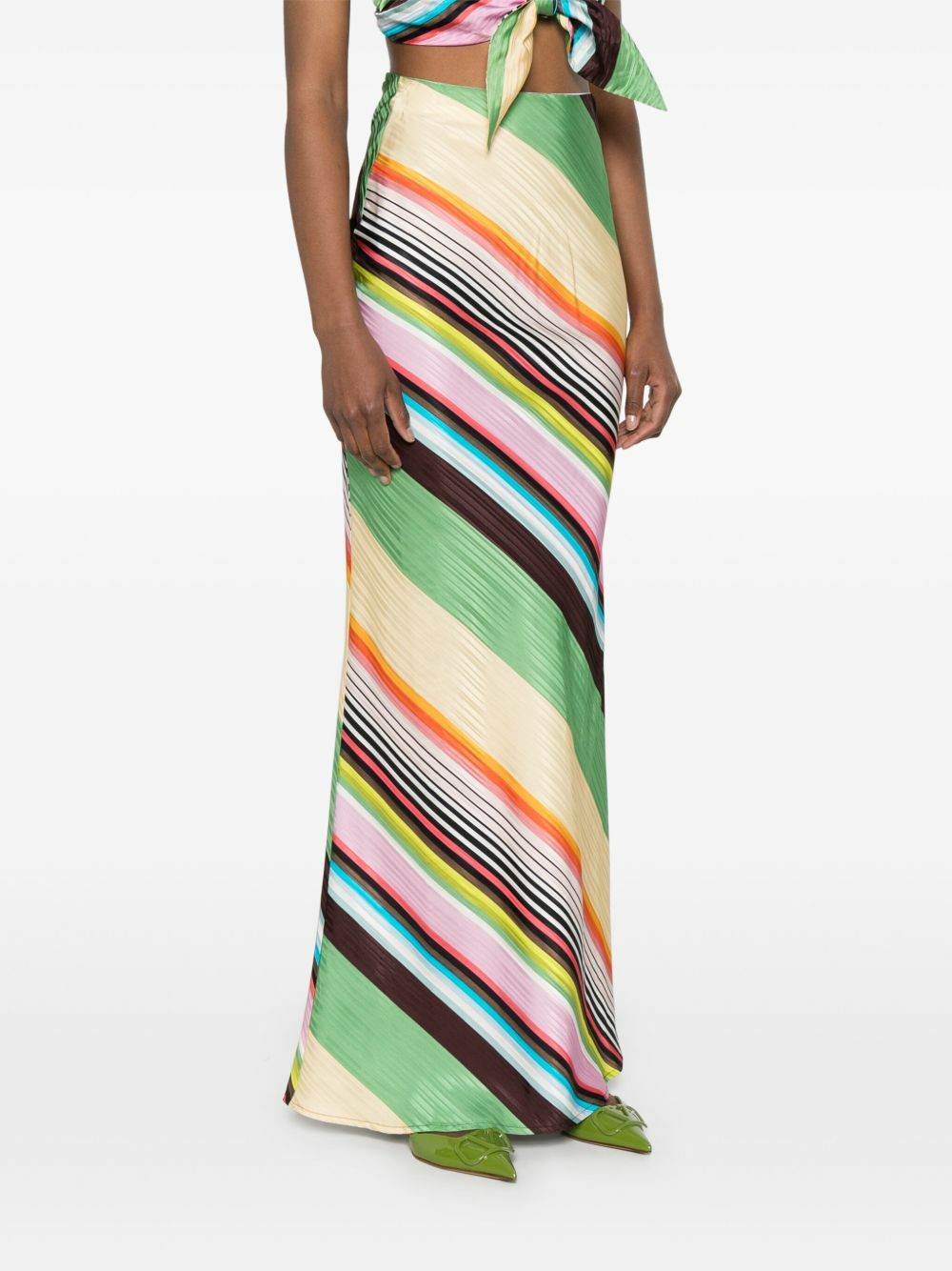 Christopher John Rogers Multicolour Striped Satin Maxi Skirt
