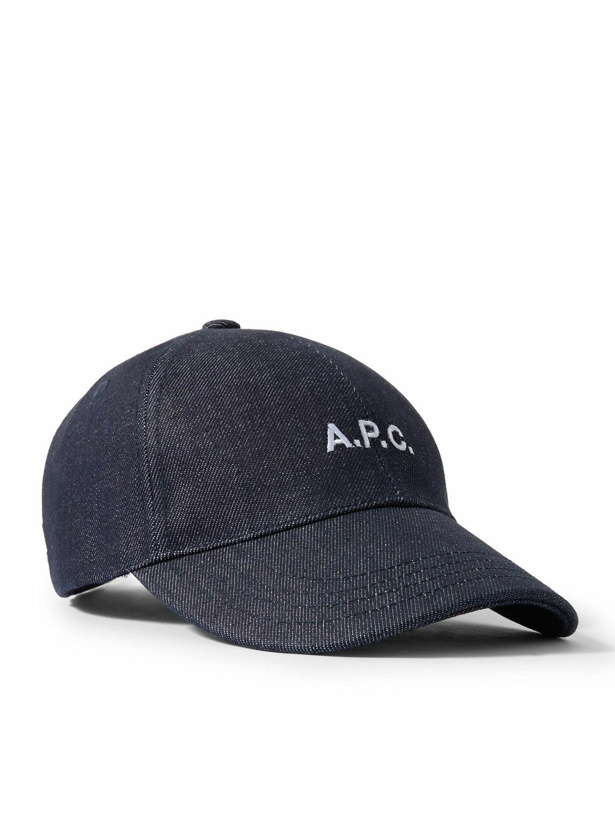 Photo: A.P.C. - Charlie Logo-Embroidered Denim Baseball Cap - Blue