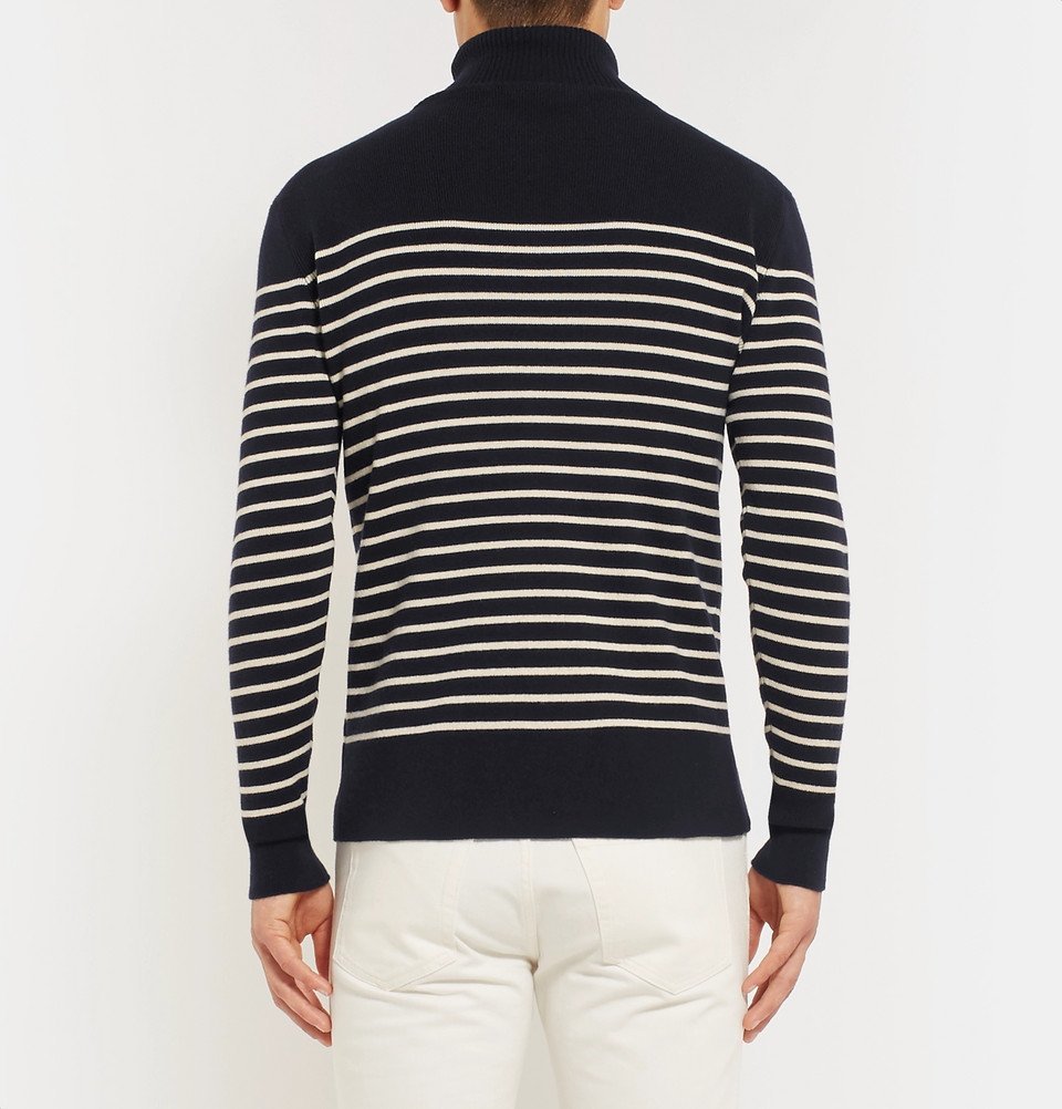 Brioni - Striped Cashmere Rollneck Sweater - Men - Navy Brioni