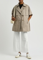 Herno Double-breasted Cotton Trench Cape Taupe