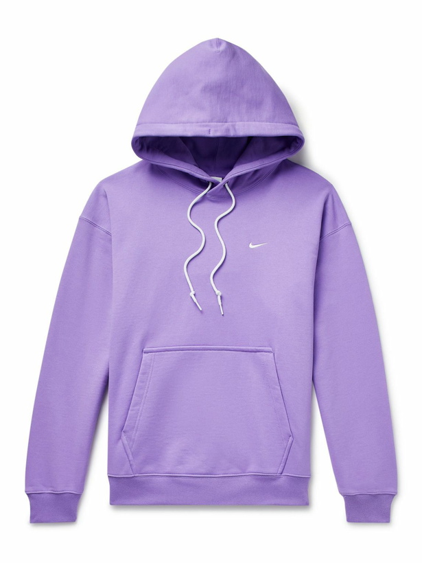 Photo: Nike - Logo-Embroidered Cotton-Blend Jersey Hoodie - Purple