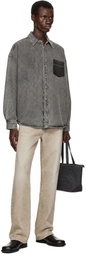 Alexander Wang Gray Button Down Shadow Pocket Graphic Shirt