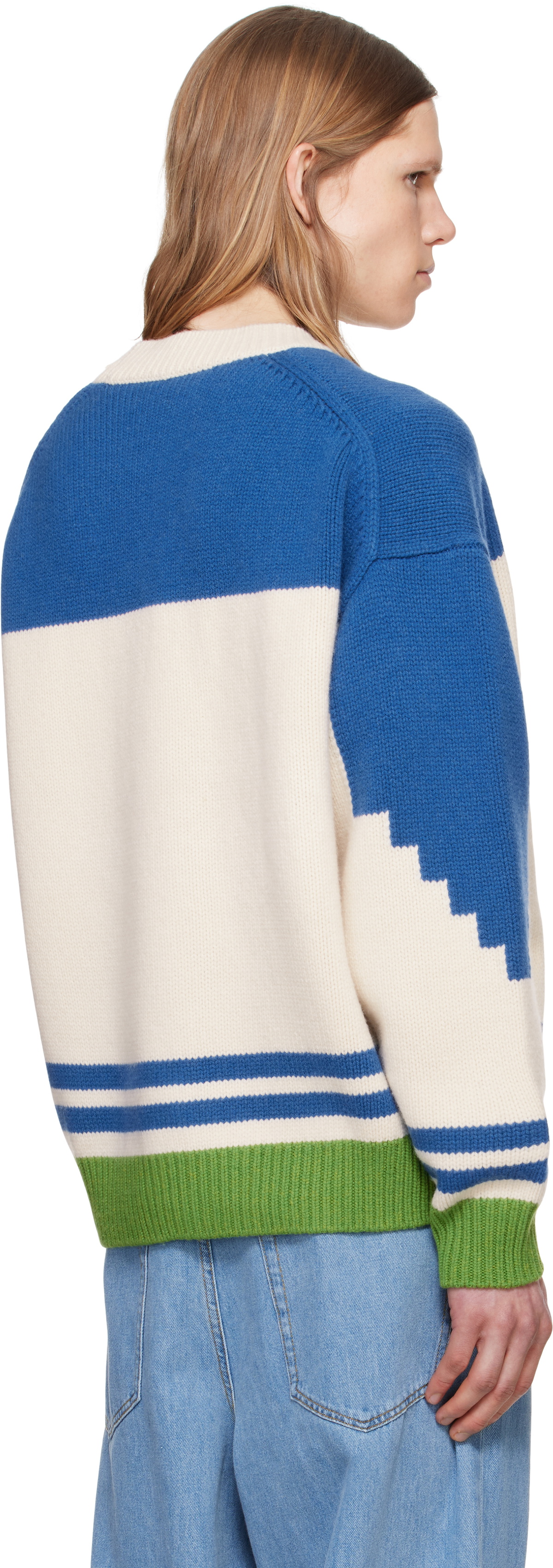 Kenzo Off-White & Blue Kenzo Paris 'KENZO Pop' Cardigan