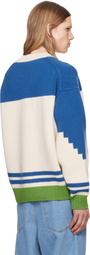 Kenzo Off-White & Blue Kenzo Paris 'KENZO Pop' Cardigan