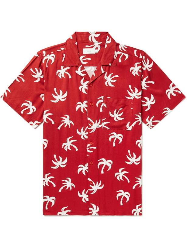 Photo: Onia - Vacation Camp-Collar Printed Twill Shirt - Red