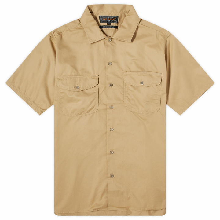 Photo: Beams Plus Men's WORK Twill Short Sleeve Shirt in Khaki