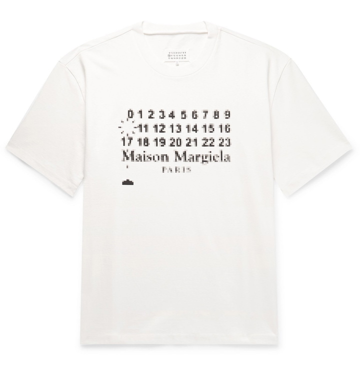 Photo: Maison Margiela - Oversized Printed Cotton-Jersey T-Shirt - White