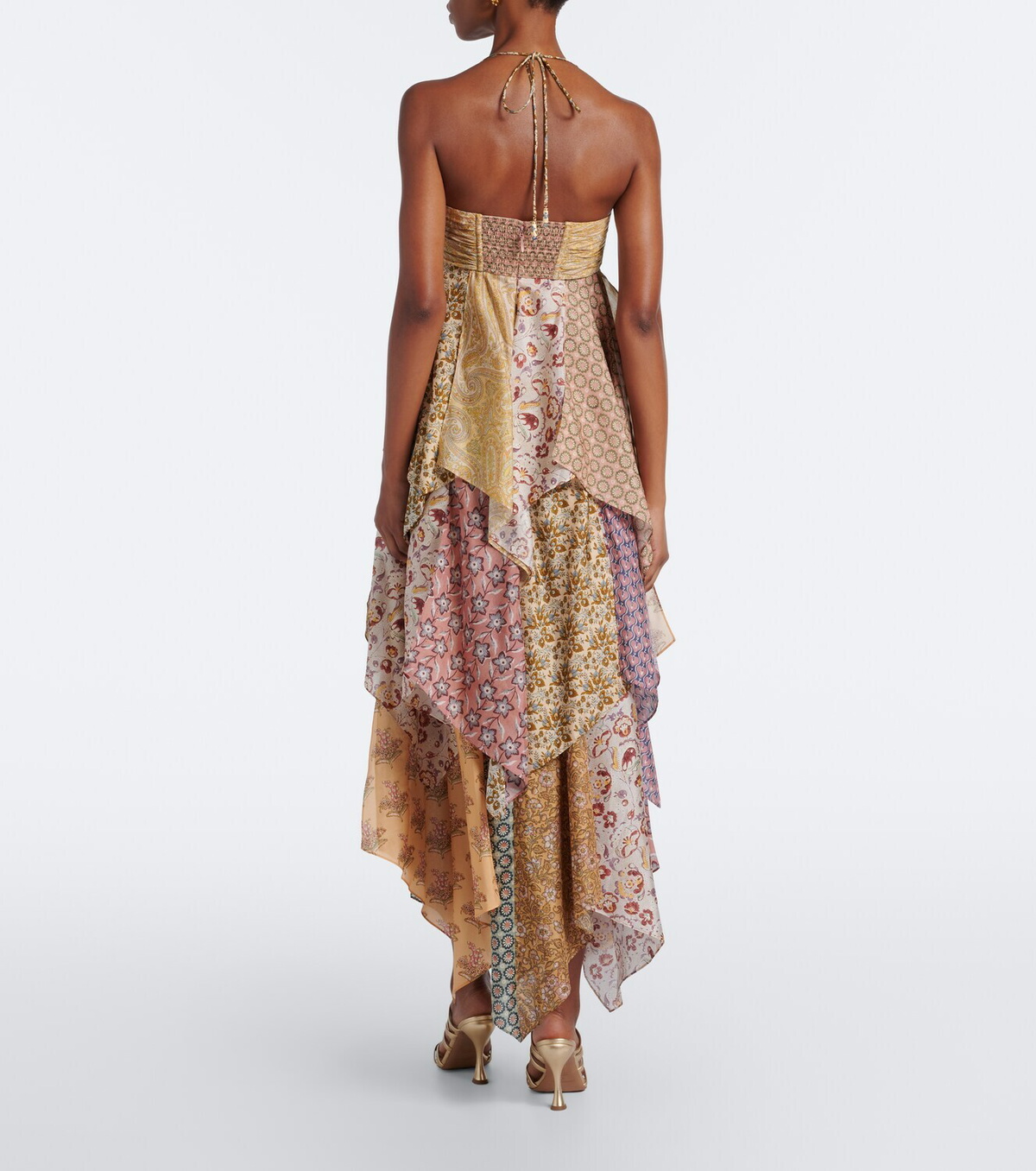 Zimmermann Fairlight patchwork silk midi dress