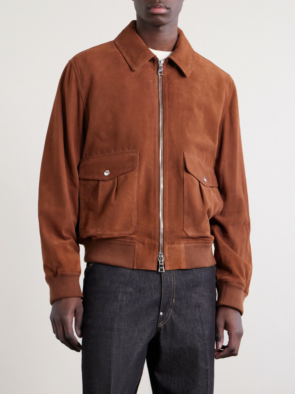 Mr P. - Suede Blouson Jacket - Brown