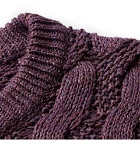 Berluti - Cable-Knit Mélange-Cotton Sweater - Men - Purple