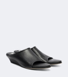 Christen Stretch leather wedge mules