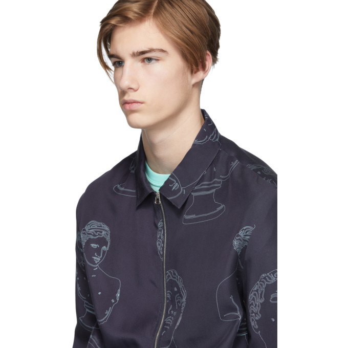 Band of Outsiders Navy Marbles Summer Bomber Jacket