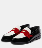 Christian Louboutin Penny suede-trimmed patent leather penny loafers