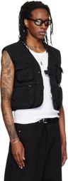 LU'U DAN Black Wadded Cargo Vest
