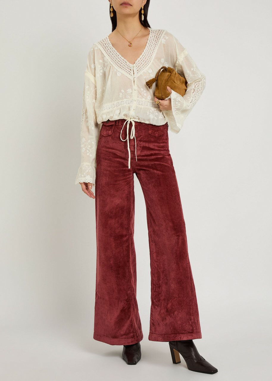 Free People Sweet Love Floral-embroidered Cotton Blouse Cream