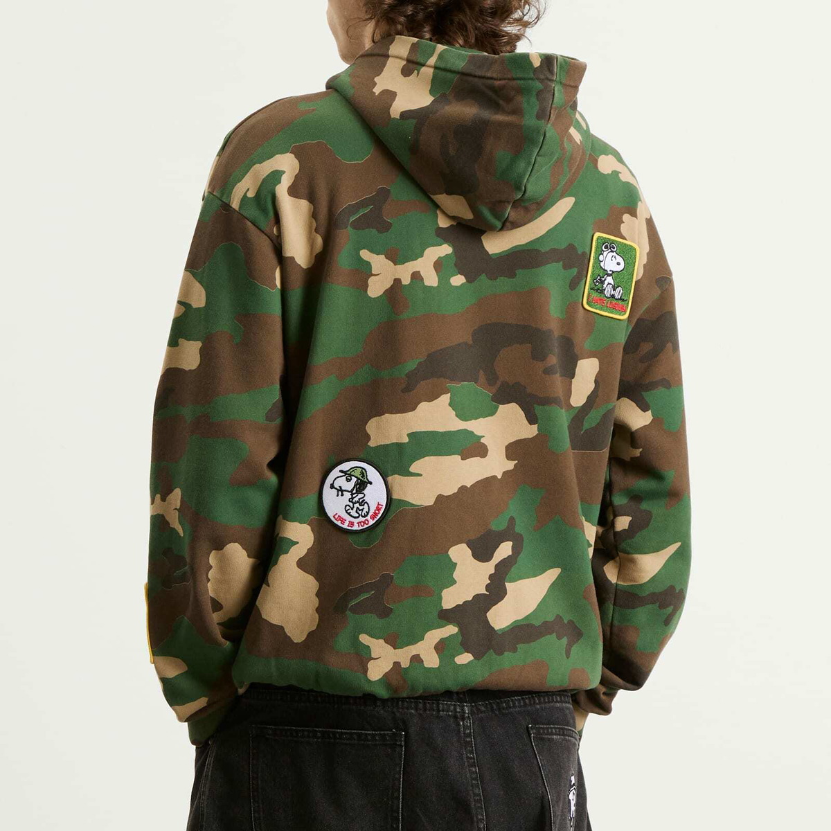 Butter Goods Men's x Peanuts Patches Zip Hoodie in Washed Camo