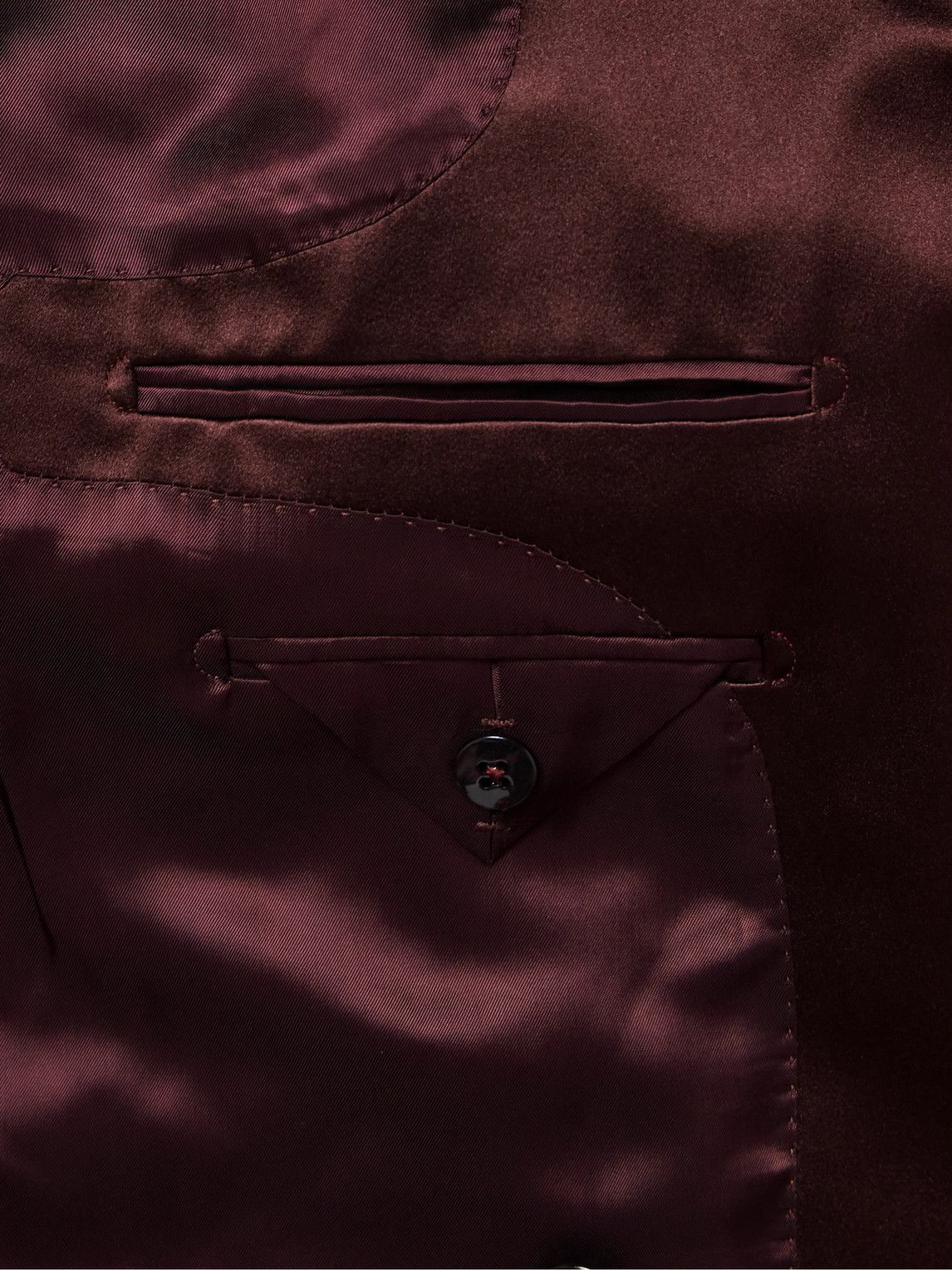 TOM FORD - Dyllan Double-Breasted Satin-Trimmed Velvet Tuxedo Jacket - Burgundy