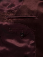 TOM FORD - Dyllan Double-Breasted Satin-Trimmed Velvet Tuxedo Jacket - Burgundy