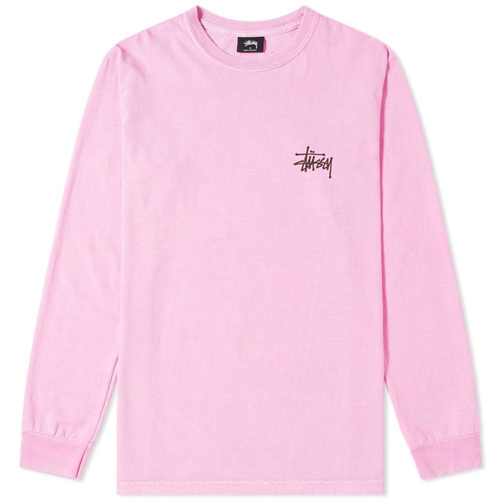 Photo: Stussy Long Sleeve Basic Pigment Dyed Tee Pink