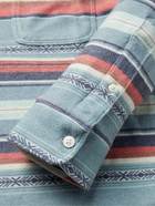 FAHERTY - Legend Printed Brushed Stretch-Flannel Shirt - Blue