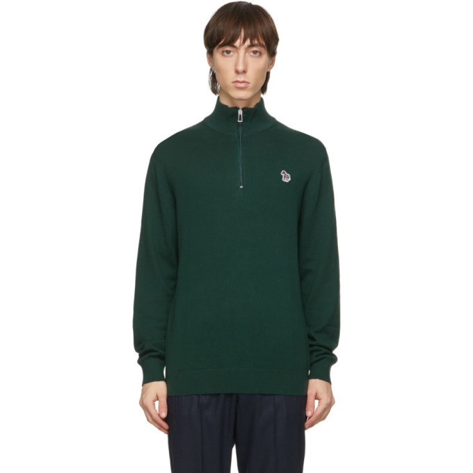Photo: PS by Paul Smith Green Zebra Zip-Up Sweater