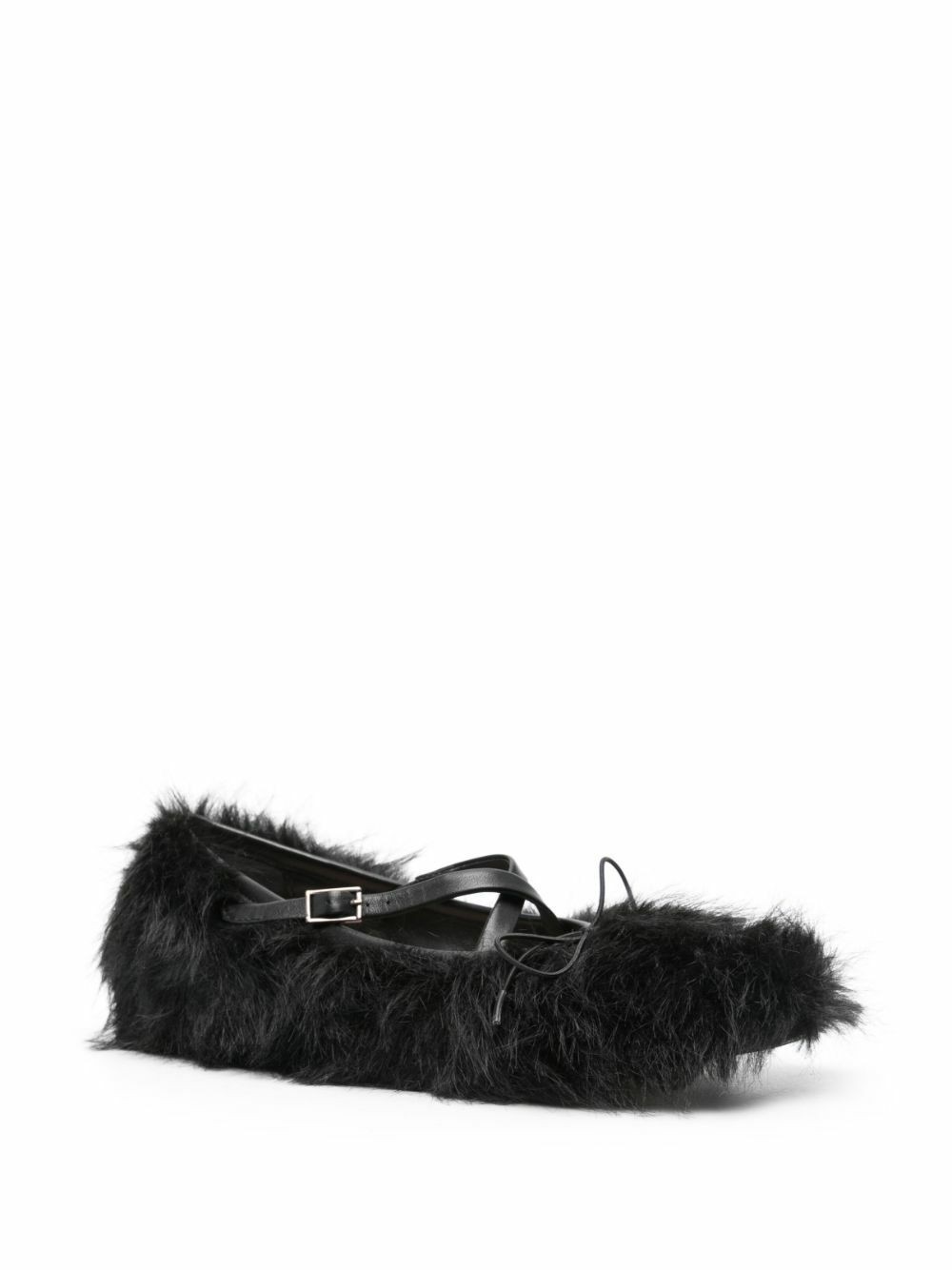 Simone Rocha Black Faux-Fur Ballet Pumps Simone Rocha