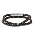 Tod's - Woven Leather and Silver-Tone Wrap Bracelet - Brown