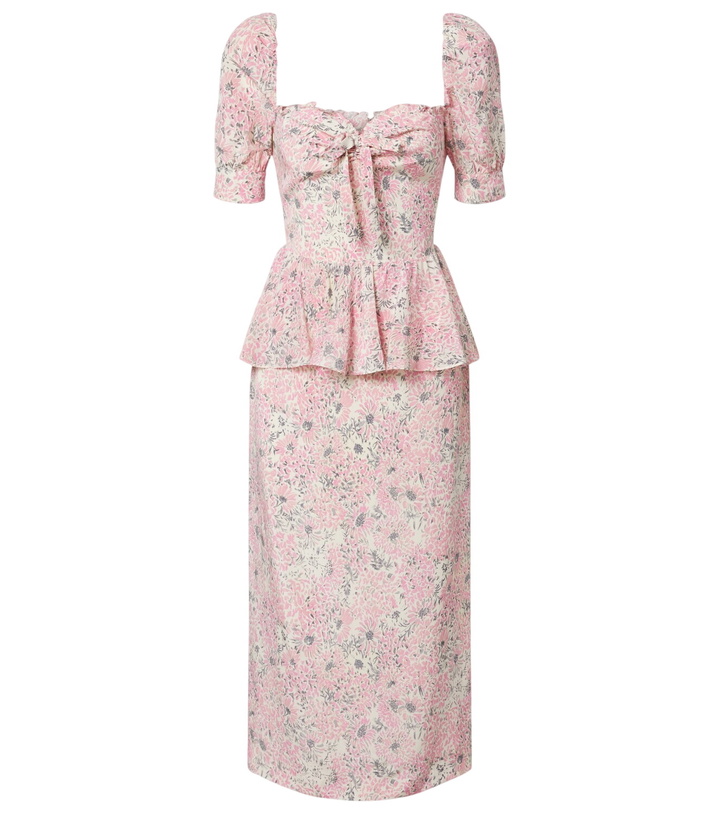 Photo: Alessandra Rich Floral peplum silk midi dress