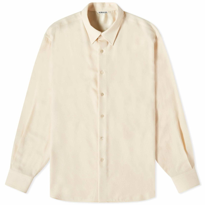 Photo: Auralee Men's Wool Viyella Shirt in Ivory White