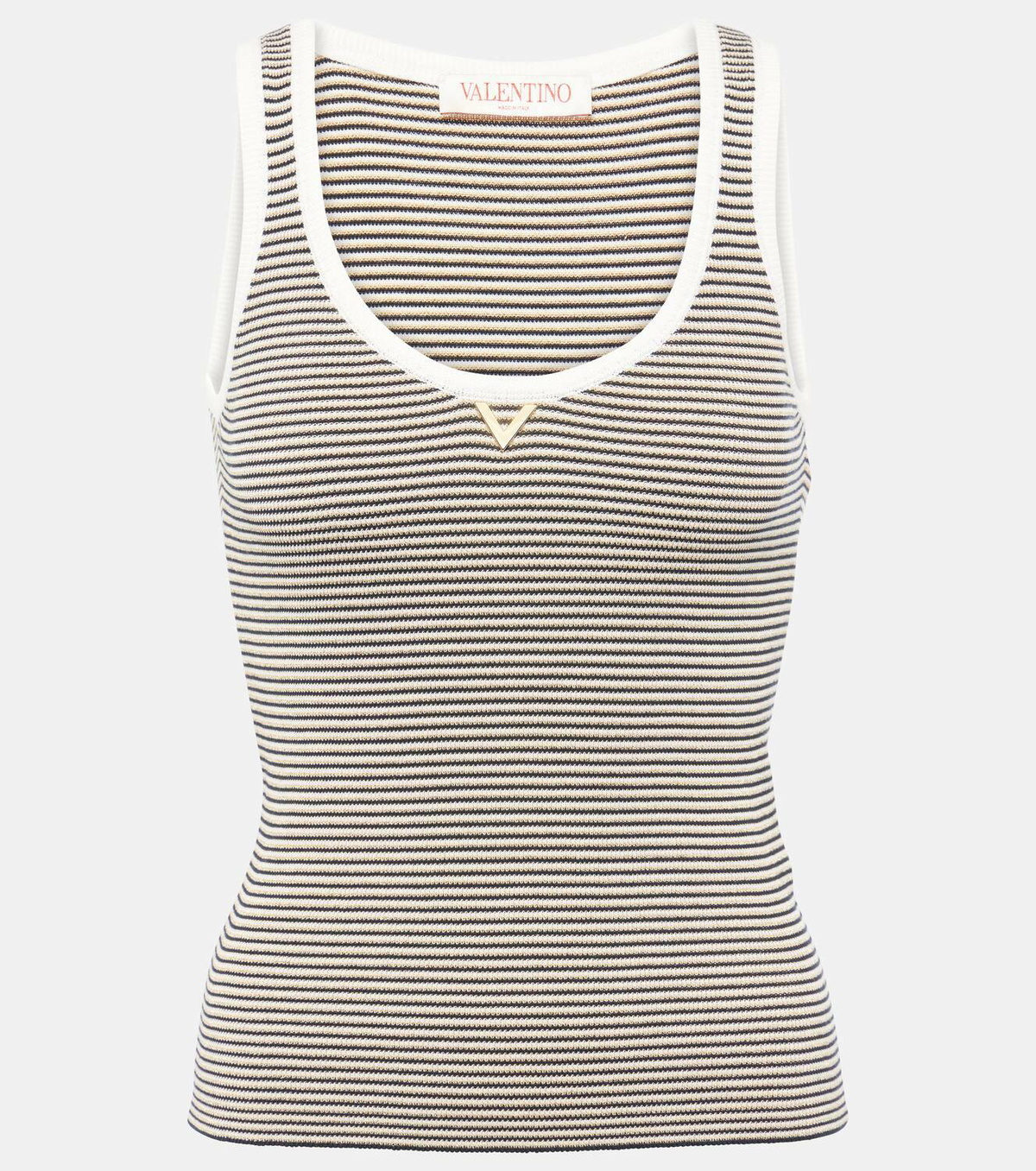 Valentino VGold striped cotton-blend tank top