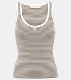 Valentino VGold striped cotton-blend tank top