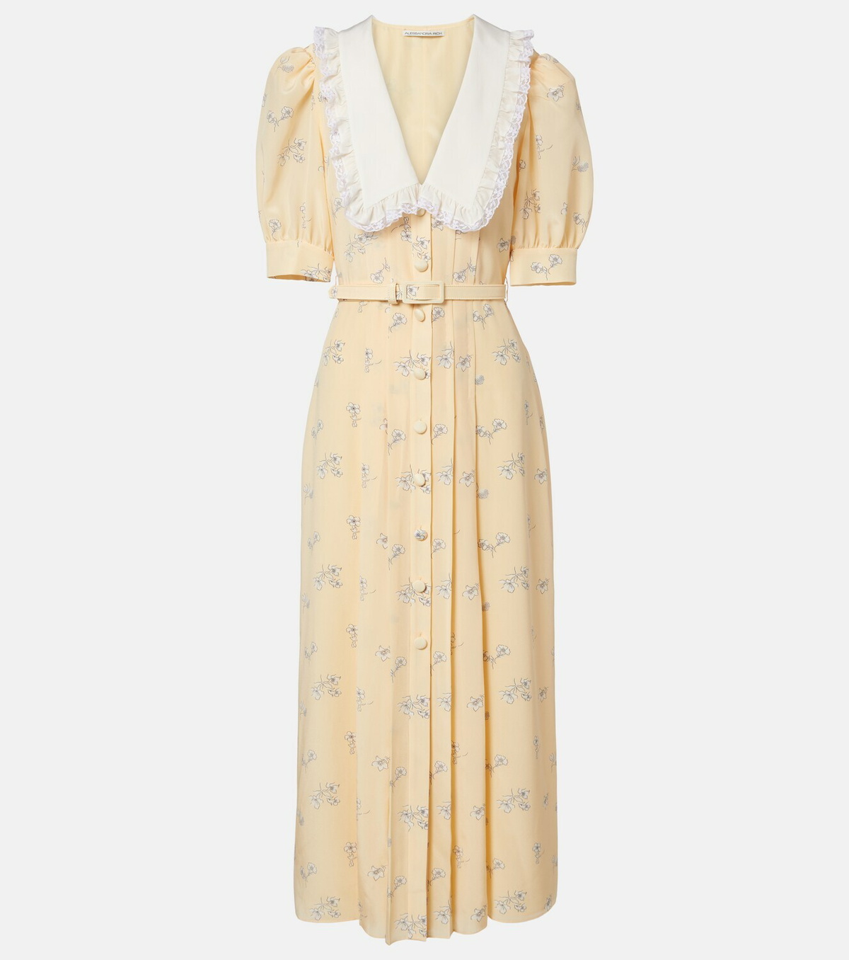 Alessandra Rich Lace-trimmed floral silk shirt dress