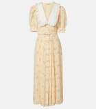 Alessandra Rich Lace-trimmed floral silk shirt dress