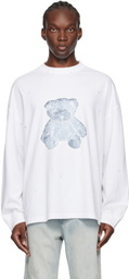 We11done White Necklace Teddy Long Sleeve T-Shirt