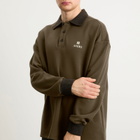 AMIRI Men's MA Oversized Long Sleeve Polo in Dark Brown