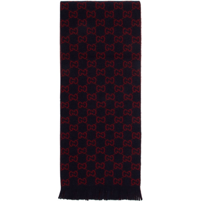 Photo: Gucci Navy Wool GG Scarf