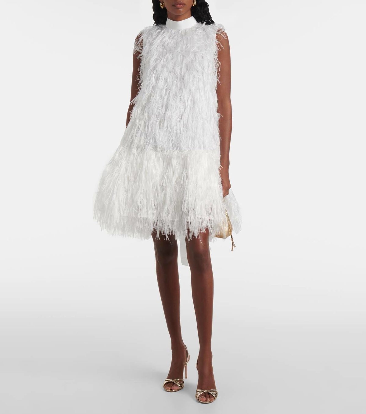 Roksanda Bridal Odette faux feather-trimmed silk minidress