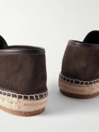Manolo Blahnik - Nerano Leather-Trimmed Suede Espadrilles - Brown