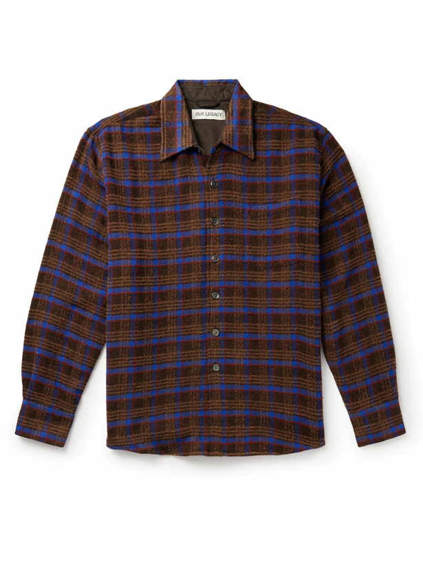 Photo: Our Legacy - Above Checked Bouclé Shirt - Brown