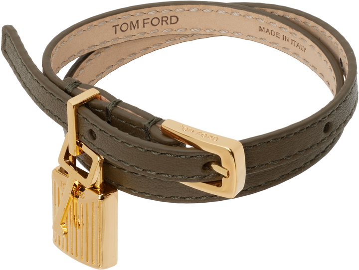 Photo: TOM FORD Khaki Grain Leather Bracelet