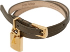 TOM FORD Khaki Grain Leather Bracelet