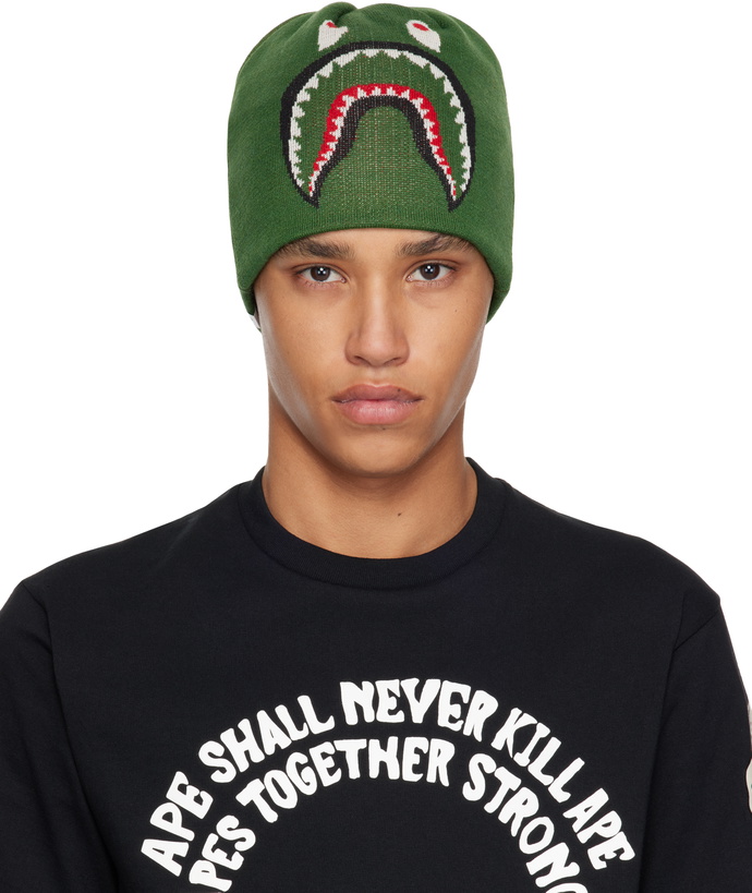 Photo: BAPE Green 2nd Shark Knit Beanie