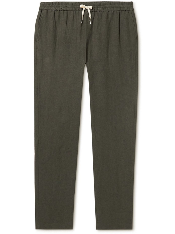 Photo: De Bonne Facture - Straight-Leg Linen Drawstring Trousers - Gray