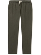 De Bonne Facture - Straight-Leg Linen Drawstring Trousers - Gray